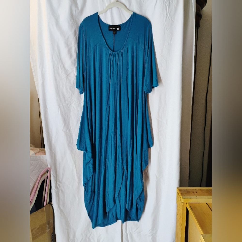 Casual Blue/Teal High/Low Parachute Dress